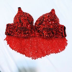iHeartRaves Fringe Beaded Bra